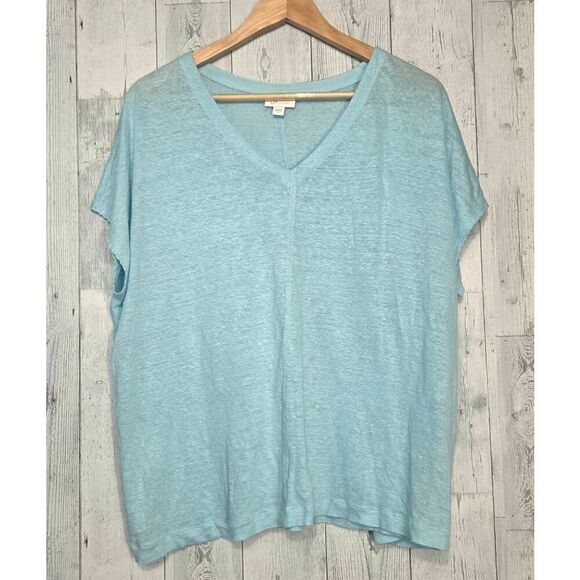 J. Jill Tops - J. Jill Love Linen Slub Knit Oversized 100% Linen Tee T-Shirt Scalloped Sleeve D